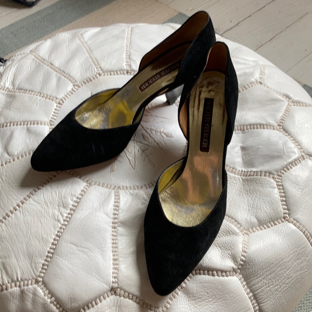 Walter Steiger black suede heels size 10